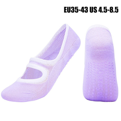 Women High Quality Pilates Socks Anti-Slip Breathable Backless Yoga Socks Ankle Ladies Ballet Dance Sports Socks for Fitness Gym - Amazhona 