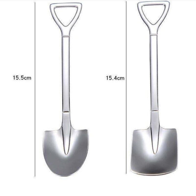 1/2Pcs Coffee Spoon Cutlery Set Stainless Steel Retro Iron Shovel Ice Cream Spoon Scoop Creative Spoon tea-spoon Tableware - Amazhona 