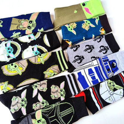 45 Style Disney Star Wars Movie Socks Master Yoda R2-D2 Cosplay Socks Wookiee Jedi Knight Novelty Men Socks Long and Short Sock - Amazhona 