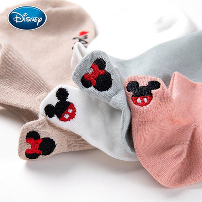 Disney Girl Socks Mickey head embroidered socks Cattoon Minnie girl socks cotton summer thin cotton women socks - Amazhona 