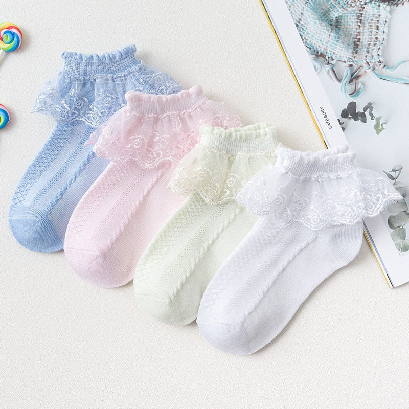 Summer Fashion Kids Socks Baby Girl Ruffle Sock Cute Baby Frilly  Toddle Designer White Pink Lace Kid Cotton Socks For Girls - Amazhona 