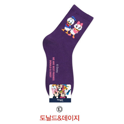 Disney Casual Ladies Socks Cartoon Minnie Mickey Donald Duck Pattern Socks Winnie The Bear In The Tube Cotton Socks - Amazhona 