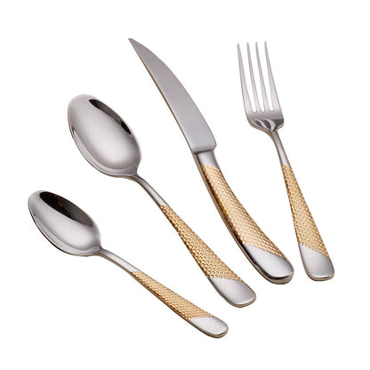 Kitchen Tableware Cutlery Set Silver Cutlery Set Stainless Steel Luxury Dinnerware Fork Spoon Knife Western Dinner Set Gold - Amazhona 