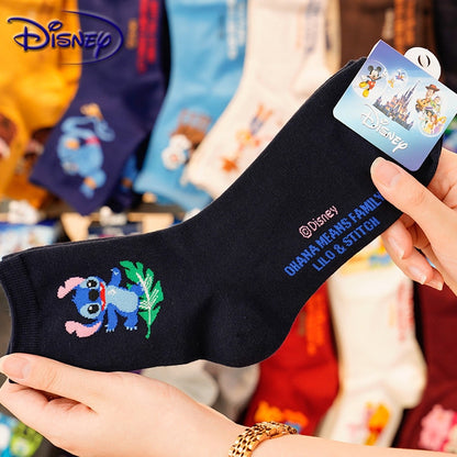 Disney Casual Ladies Socks Cartoon Minnie Mickey Donald Duck Pattern Socks Winnie The Bear In The Tube Cotton Socks - Amazhona 