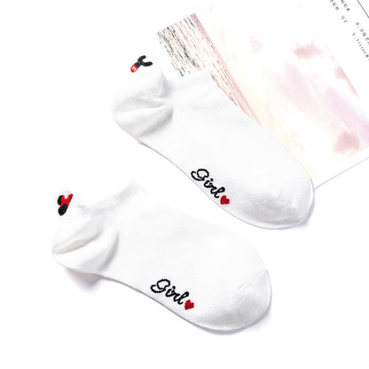 Disney Girl Socks Mickey head embroidered socks Cattoon Minnie girl socks cotton summer thin cotton women socks - Amazhona 