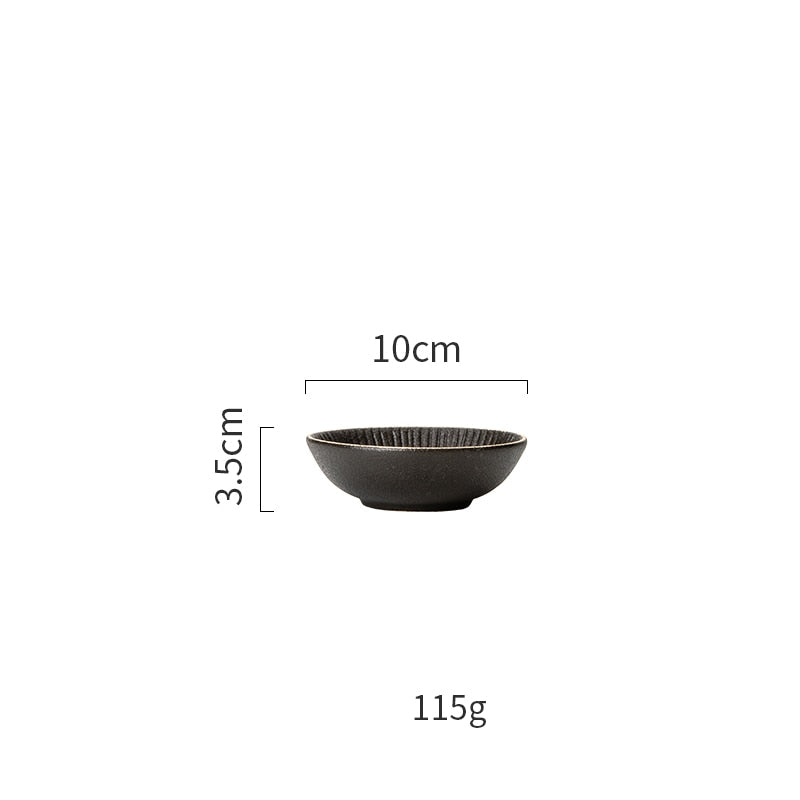 Phnom Penh Household Kitchen Tableware European Creative Steak Plate Black Ceramic Dishes Spoon  Bowl Dish Flatware Set - Amazhona 