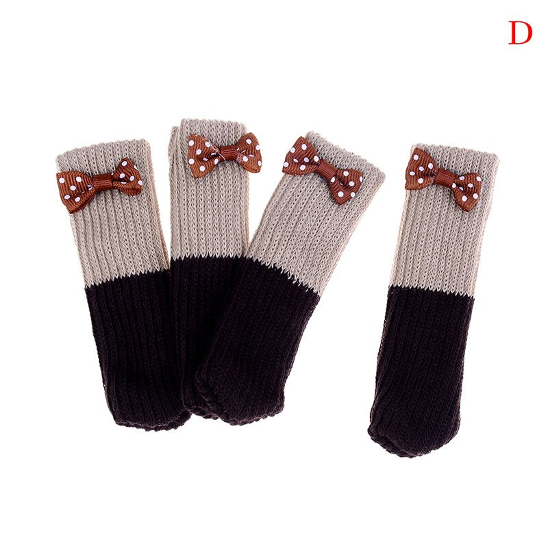 New 4pc Chair Leg Sock Furniture Feet Sleeve Cover Cat Scratching Cloth Floor Protection Knitting Wool Socks Anti-slip Table Leg - Amazhona 