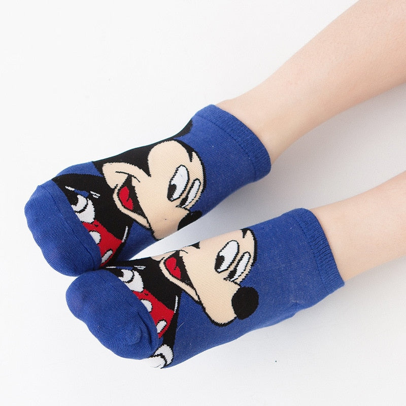 Disney 1pair women Boat socks Mickey cute cartoon Japanese Korean sweet cotton socks spring and summer wild short tube socks - Amazhona 