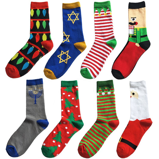 New 2020 Autumn Winter Socks Men Santa Claus Pattern Happy Socks Cotton Short Cartoon Deer Christmas Socks New Year Gift - Amazhona 