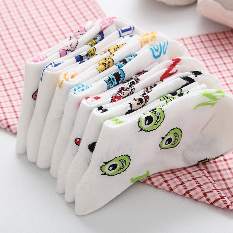 Disney Casual Cute women Scoks ckey Duck ladies Socks Cotton happy Funny street adult Middle tube sockCartoon animal Mi - Amazhona 