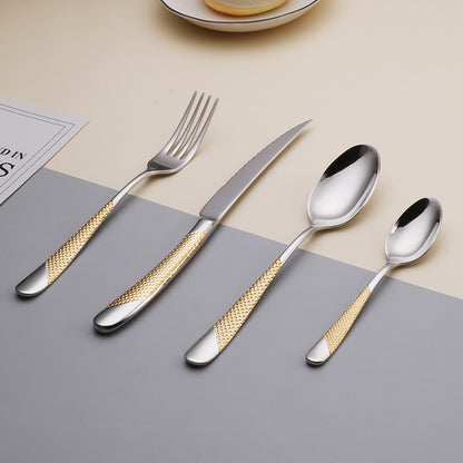 Kitchen Tableware Cutlery Set Silver Cutlery Set Stainless Steel Luxury Dinnerware Fork Spoon Knife Western Dinner Set Gold - Amazhona 