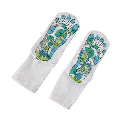 2PCS Foot Massage Foot Point Diagram Acupoint Socks Acupressure Reflexology Socks Yoga Foot Massage Socks With Massage Sticks - Amazhona 