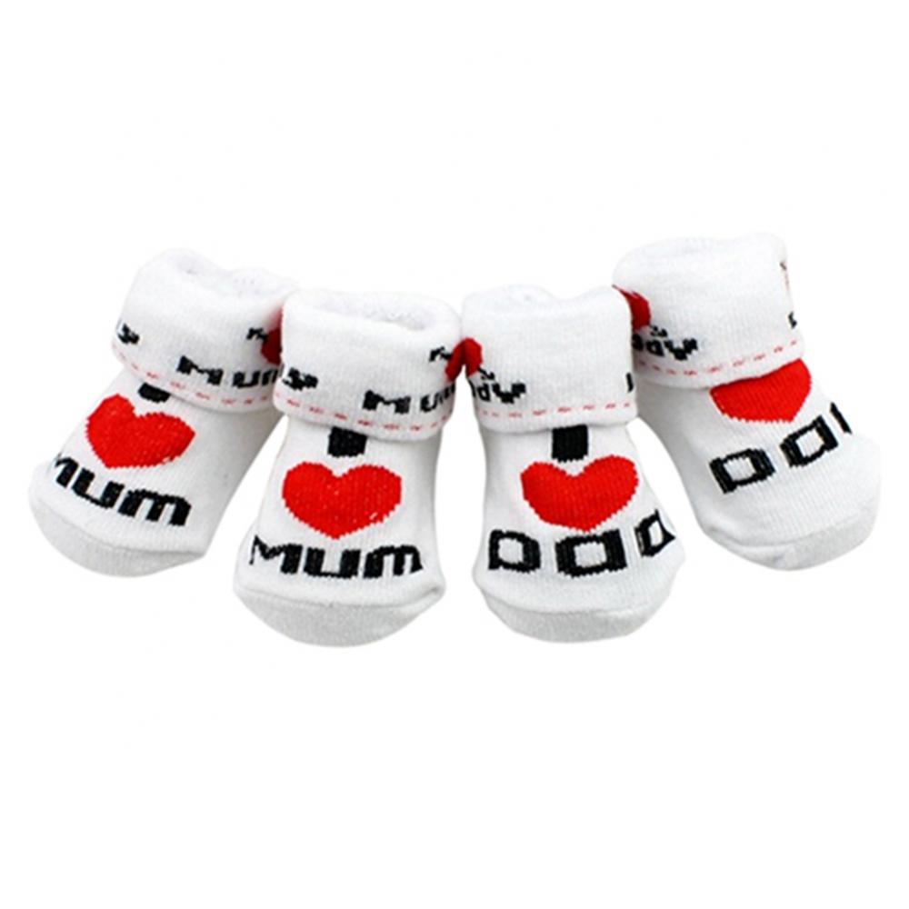 Cute Baby Cotton Socks White I Love Mum/Dad 0-6 Months Newborn Infant Boys Girls Leg Warmers Kids Clothing - Amazhona 