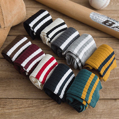 Japanese Loose Socks High School Girls Harajuku Socks Solid Colors Needles Knitting Striped Cotton Socks Women yellow blue black - Amazhona 