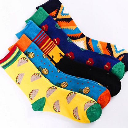 Funny Men Women Fashion Harajuku Fruit Socks Lovely Art With Avocado Sushi Food Animal Dog Happy Socks - Amazhona 