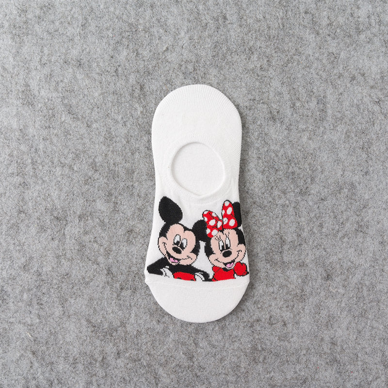 Disney Cartoon Short Socks Slipper Stitch Boat Socks Printed Happy Invisible Summer Mickey Mouse Women Cotton Socks - Amazhona 