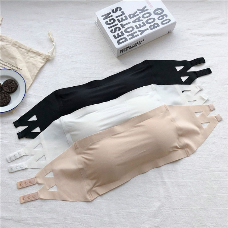 New One Piece Seamless Tube Tops Women Invisible Bra Intimates Strapless Bustier Bandeau Breathable Wrapped Chest Underwear - Amazhona 