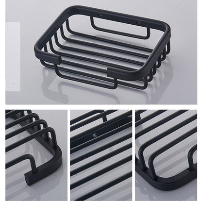 Black Soap Dish Storage Holder Aluminum Bathroom Shower Wall Mounted Decorative Soap Dishes Box Basket Square Rack Soap Case Box - Amazhona 