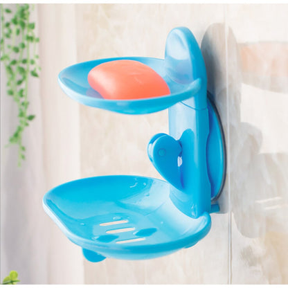 High Quality Fashionable Double Layers Home Bathroom Soap Dishes Holder Rack Strong Suction Cup Type Soap Basket Tray Organizer - Amazhona 