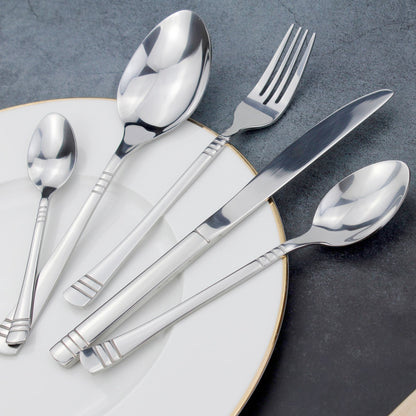 Recommended Classic Dinnerware Cutlery 5 in 1 Set Mirror Stainless Steel Elegant Silverware Kitchen Utensils For Home Restaurant - Amazhona 