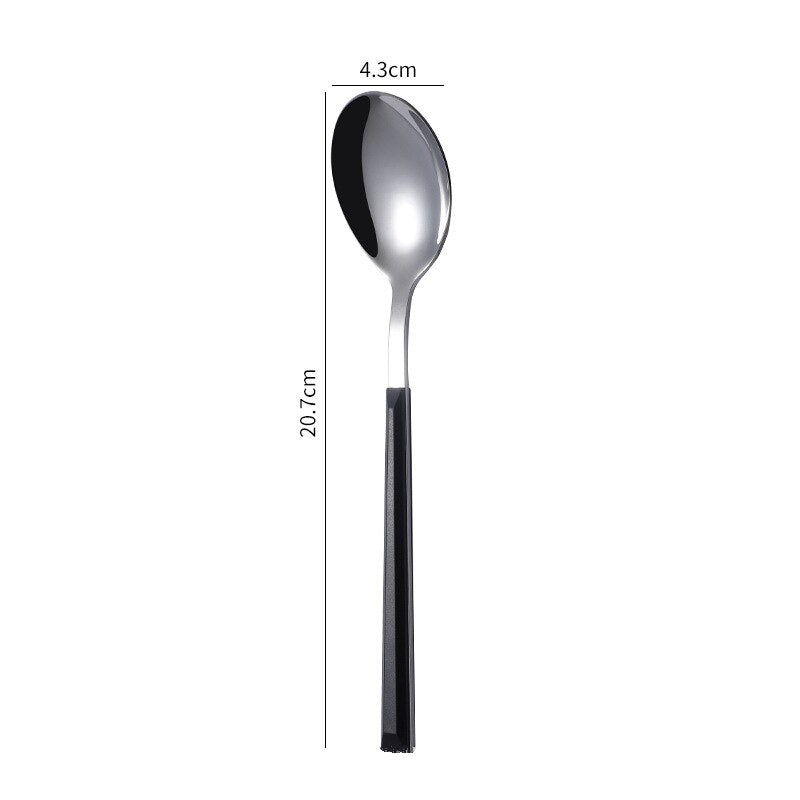 Stainless Steel Cutlery Set Western Portable Spoon Fork Knife Teaspoon Marble Handle Dinnerware Tableware Kitchen Utensils - Amazhona 