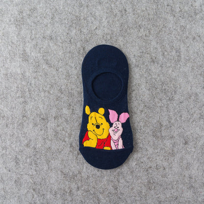 Disney Cartoon Short Socks Slipper Stitch Boat Socks Printed Happy Invisible Summer Mickey Mouse Women Cotton Socks - Amazhona 