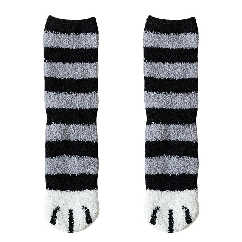 Winter Socks Women Thick Coral fleece Warm Socks Animal Cat Paw Cute Socks Girls Soft Floor Socks - Amazhona 