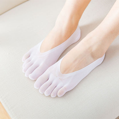 Women Summer Five-Finger Socks Ultrathin Funny Toe Invisible Sokken With Silicone Anti-Skid Breathable Anti-Friction Dropship - Amazhona 