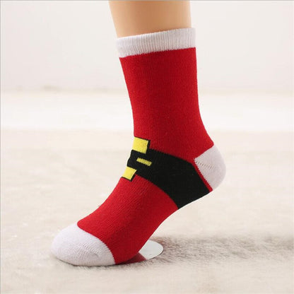 Cartoon elk/Santa/snowflake/bear stripe design girls socks Christmas knee high long socks for boys sports socks winter Xmas gift - Amazhona 