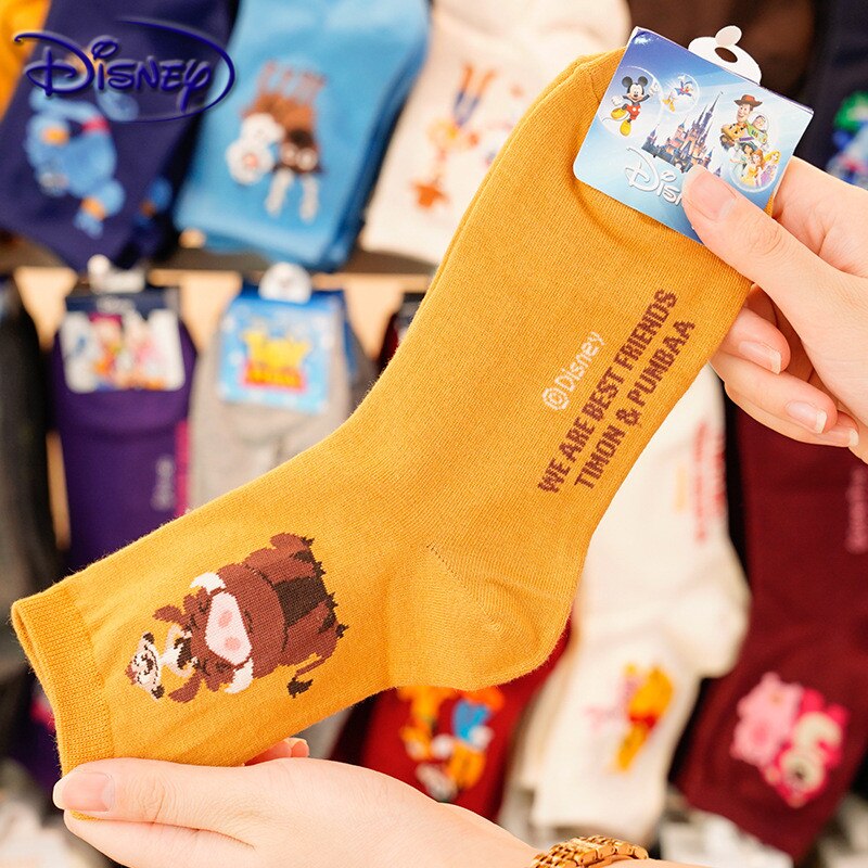 Disney Casual Ladies Socks Cartoon Minnie Mickey Donald Duck Pattern Socks Winnie The Bear In The Tube Cotton Socks - Amazhona 