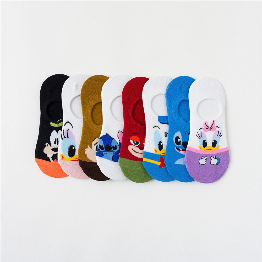 Disney Cartoon Short Socks Slipper Stitch Boat Socks Printed Happy Invisible Summer Mickey Mouse Women Cotton Socks - Amazhona 