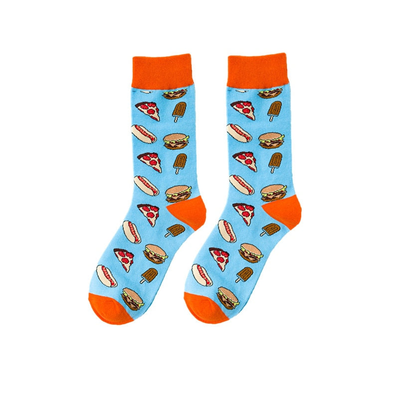 Funny Men Women Fashion Harajuku Fruit Socks Lovely Art With Avocado Sushi Food Animal Dog Happy Socks - Amazhona 