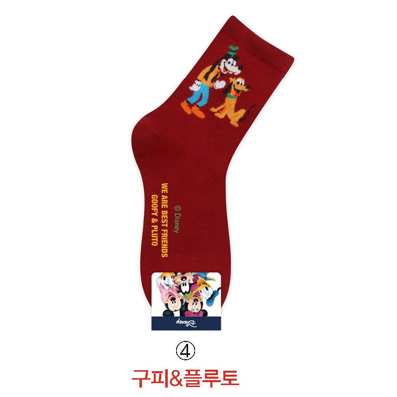 Disney Casual Ladies Socks Cartoon Minnie Mickey Donald Duck Pattern Socks Winnie The Bear In The Tube Cotton Socks - Amazhona 