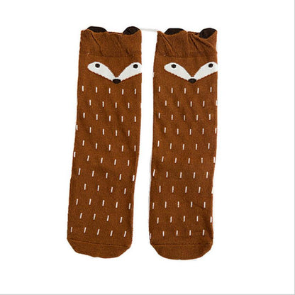 Baby Girls Socks legs warm Fox print Cotton sokken Character Knee Socks Kid Clothing unisex Toddler Boot Socks Cartoon - Amazhona 