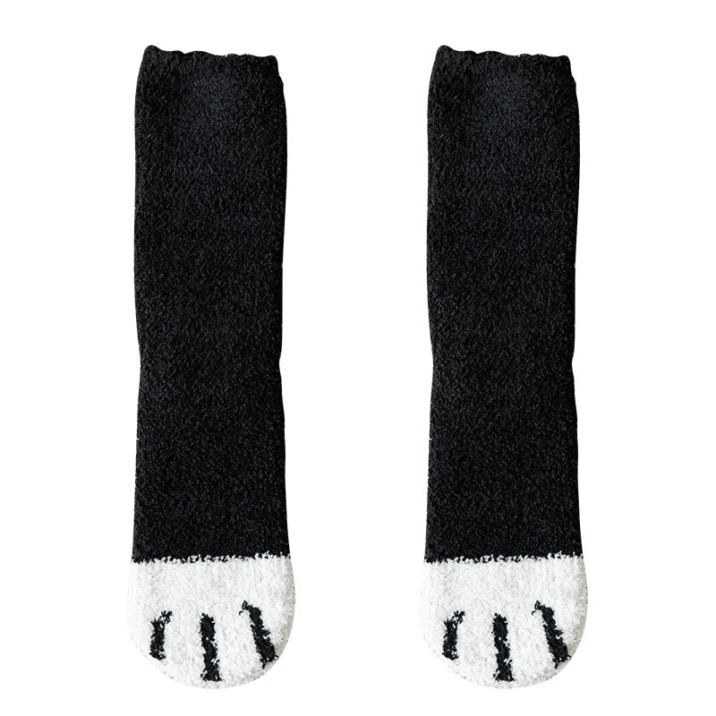 Winter Socks Women Thick Coral fleece Warm Socks Animal Cat Paw Cute Socks Girls Soft Floor Socks - Amazhona 