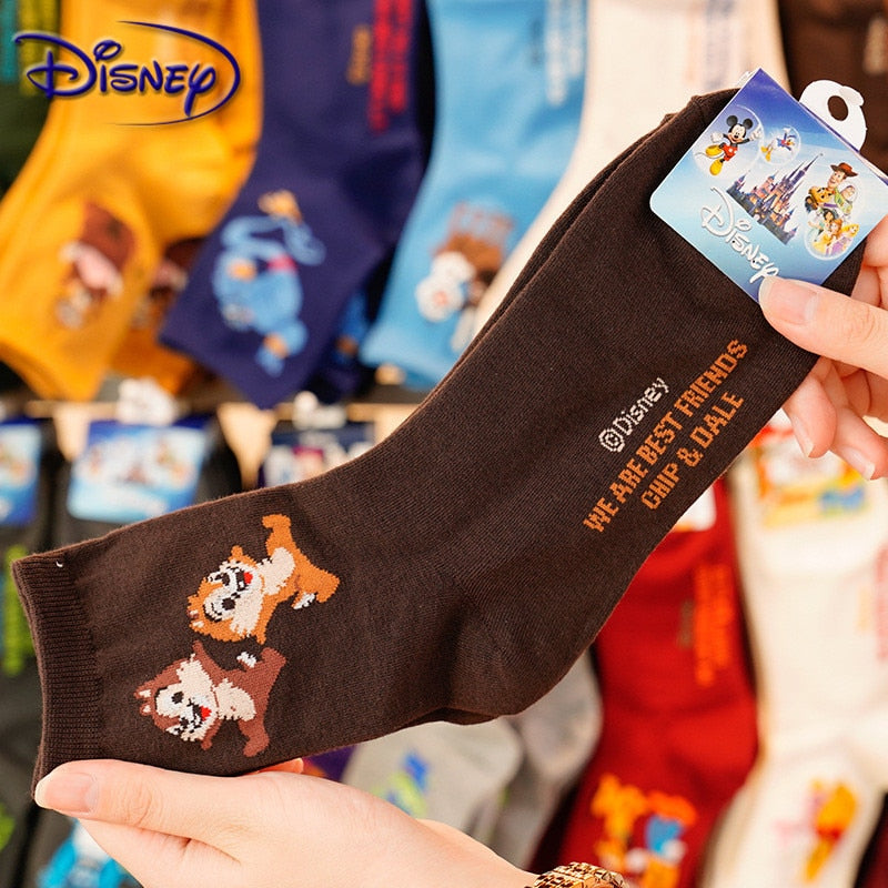 Disney Casual Ladies Socks Cartoon Minnie Mickey Donald Duck Pattern Socks Winnie The Bear In The Tube Cotton Socks - Amazhona 