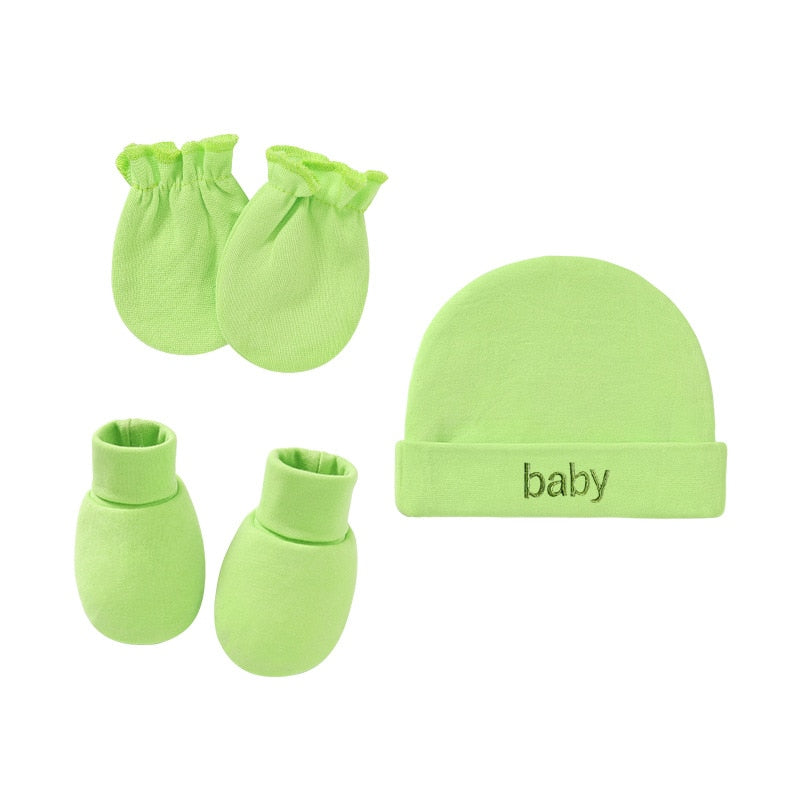 3pcs Winter Baby Hat Gloves Socks Set Boy Girl Warm Cotton Kids Beanies Stuff Children Accessories Newborn Bonnet Babies Caps - Amazhona 