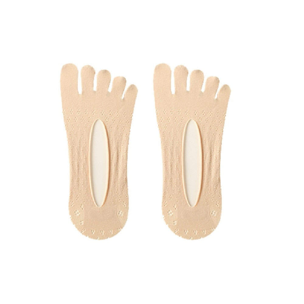 Fashion Summer Thin Toe Sock Slippers Women Lady invisible Silicone Anti-skid Five Finger Socks - Amazhona 