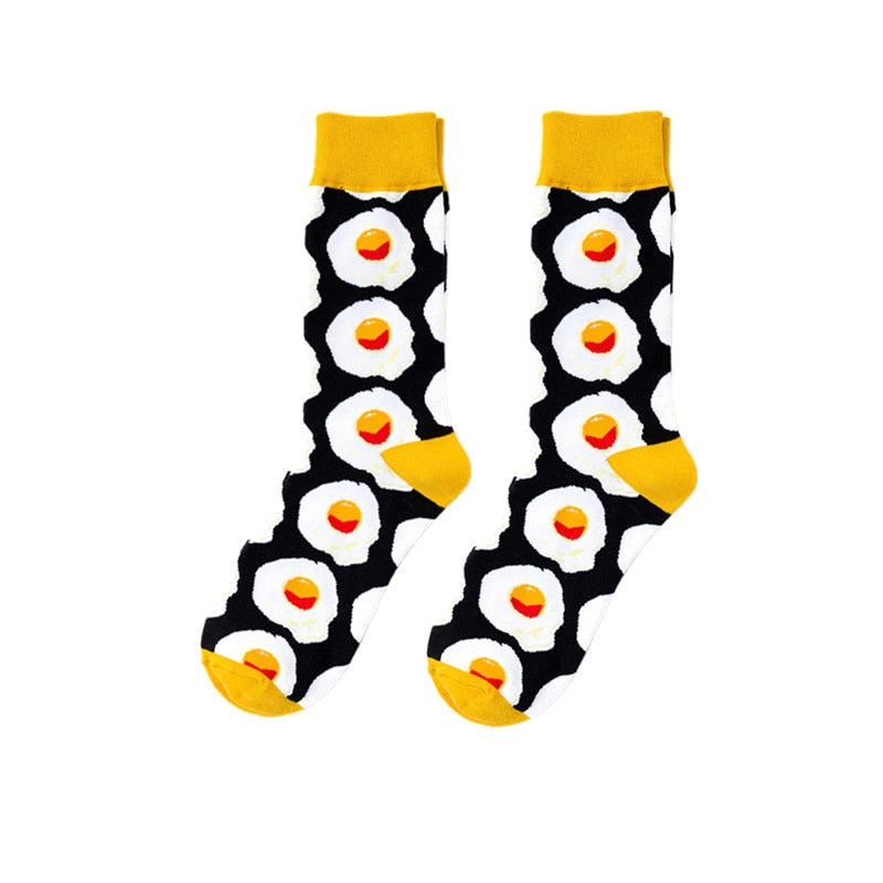 Funny Men Women Fashion Harajuku Fruit Socks Lovely Art With Avocado Sushi Food Animal Dog Happy Socks - Amazhona 