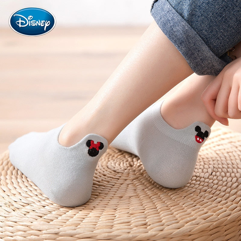 Disney Girl Socks Mickey head embroidered socks Cattoon Minnie girl socks cotton summer thin cotton women socks - Amazhona 