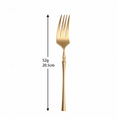 Matte Cutlery Set Gold Forks Spoons Knives Cutlery Set Stainless Steel Gold Steel Cutlery Set Silverware Set with Cake Fork - Amazhona 