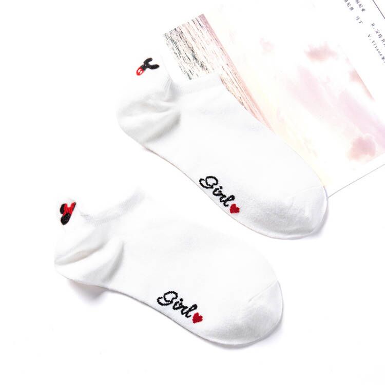 Disney 1pair women Boat socks Mickey cute cartoon Japanese Korean sweet cotton socks spring and summer wild short tube socks - Amazhona 