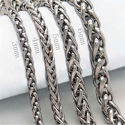 HNSP STAINLESS STEEL TWIST CHAIN NECKLACE FOR MEN CHAINS MALE THICK LONG NECK PUNK ROCK STYLE - Amazhona 