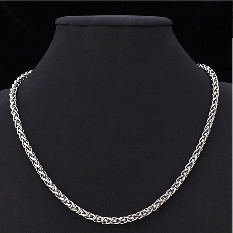 HNSP STAINLESS STEEL TWIST CHAIN NECKLACE FOR MEN CHAINS MALE THICK LONG NECK PUNK ROCK STYLE - Amazhona 