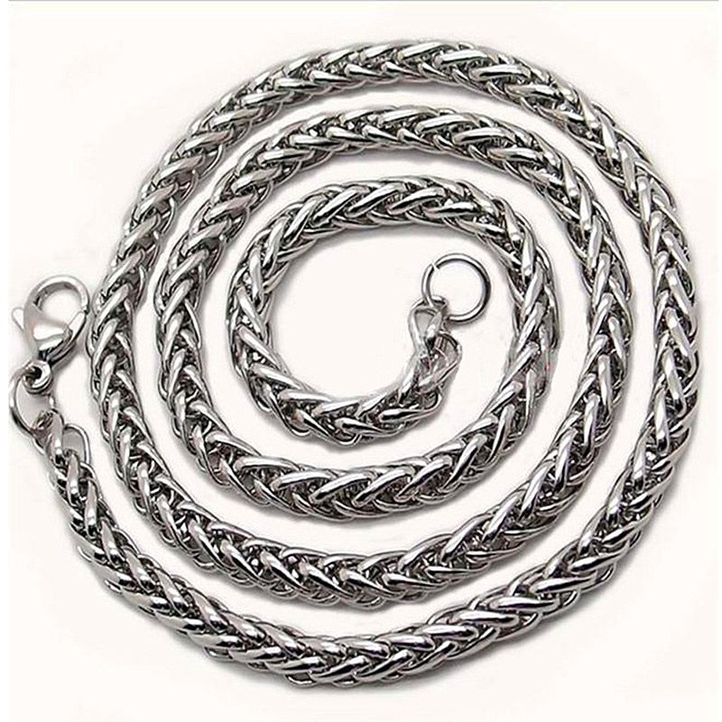 HNSP STAINLESS STEEL TWIST CHAIN NECKLACE FOR MEN CHAINS MALE THICK LONG NECK PUNK ROCK STYLE - Amazhona 