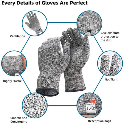 HPPE Level 5 Safety Anti Cut Gloves High-strength Industry Kitchen Gardening Anti-Scratch Anti-cut Glass Cutting Multi-Purpose - Amazhona 