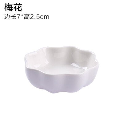 1pc Japanese White Ceramic Dishes Kitchen Seasoning Sauce Vinegar Multi-dish Hotpot Plates - Amazhona 