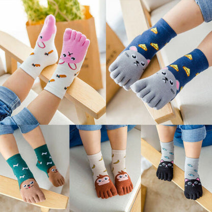 Kids Cute Comfortable High Qualtiy Hot Sale Five Fingers Socks Cotton Fashion Non Slip Pilates Cute Animal Toe Socks - Amazhona 