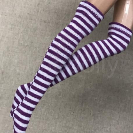 1 Pair Fashion Stripe Blyth Doll Stocking Suitable for Licca, Azone, Momoko, OB, Barbies 1/6 Doll Socks Clothes Accessories - Amazhona 