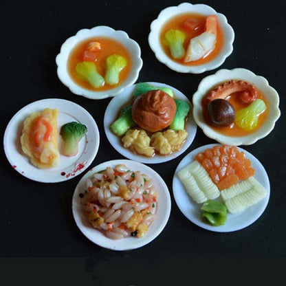 33Pcs 1/6 Scale Dollhouse Miniature Plastic Dishes Set Model Pretend Play Mini Food Doll Accessories Fit Toy TY0249 - Amazhona 